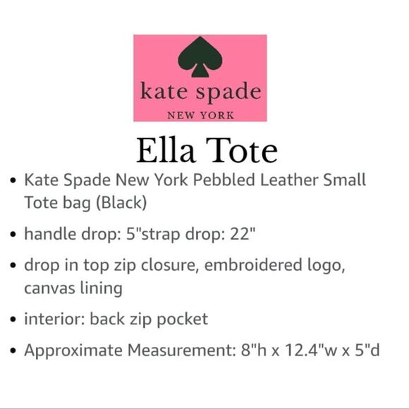 Kate Spade Logo Black Pebbled Leather Tote - Picture 6 of 10